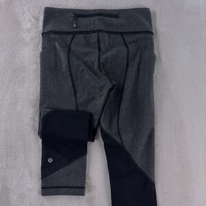 Lululemon‎ Pace Rival Crop Leggings Womens Size 6 Black Gray Herringbone Stretch